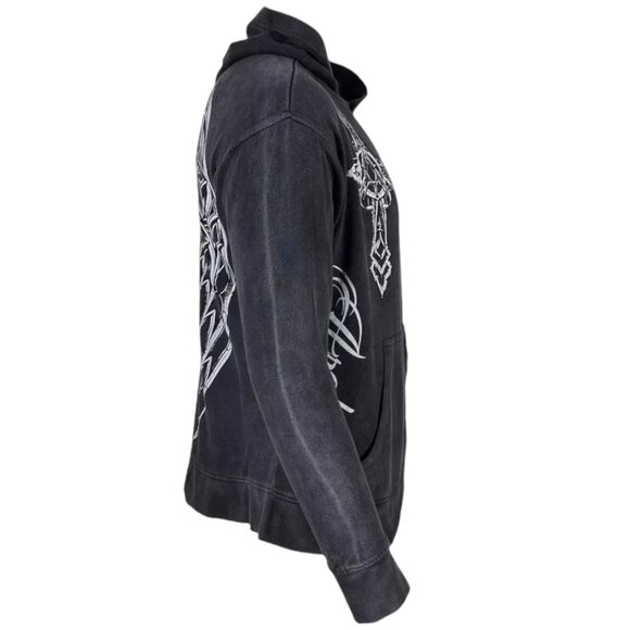 Archaic By Affliction Unisex Oversized Boxy Pullover Hoodie Stone Ranger - Picture 6 of 10